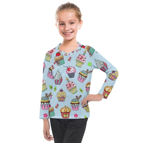 Cupcake Doodle Pattern Kids  Long Mesh Tee by Sobalvarro