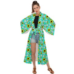 Hawaii Ghost Aqua Maxi Kimono by snowwhitegirl