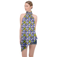Hawaii Ghost Blue Halter Asymmetric Satin Top by snowwhitegirl