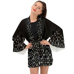 Black And White Matrix Patterned Design Long Sleeve Kimono by dflcprintsclothing