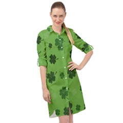 St Patricks Day Long Sleeve Mini Shirt Dress by Valentinaart