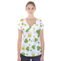 St Patricks Day Short Sleeve Front Detail Top by Valentinaart