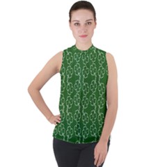 St Patricks Day Mock Neck Chiffon Sleeveless Top by Valentinaart