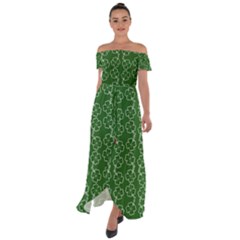 St Patricks Day Off Shoulder Open Front Chiffon Dress by Valentinaart