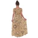 Egyptian Seamless Pattern Symbols Landmarks Signs Egypt Off Shoulder Open Front Chiffon Dress View2