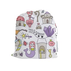 Fantasy Things Doodle Style Vector Illustration Drawstring Pouch (xl) by Wegoenart
