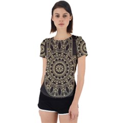 Hamsa Hand Drawn Symbol With Flower Decorative Pattern Back Cut Out Sport Tee by Wegoenart