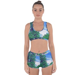 The Deep Blue Sky Racerback Boyleg Bikini Set by Fractalsandkaleidoscopes