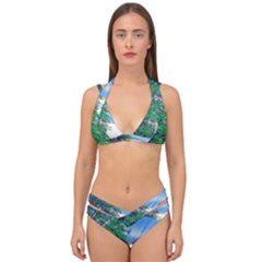 The Deep Blue Sky Double Strap Halter Bikini Set by Fractalsandkaleidoscopes
