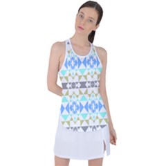 Multicolored Geometric Pattern Racer Back Mesh Tank Top by dflcprintsclothing