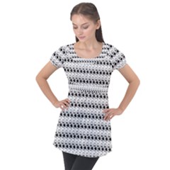 Flamingos Puff Sleeve Tunic Top by Sparkle