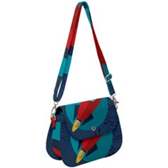 Rocket With Science Related Icons Image Saddle Handbag by Vaneshart