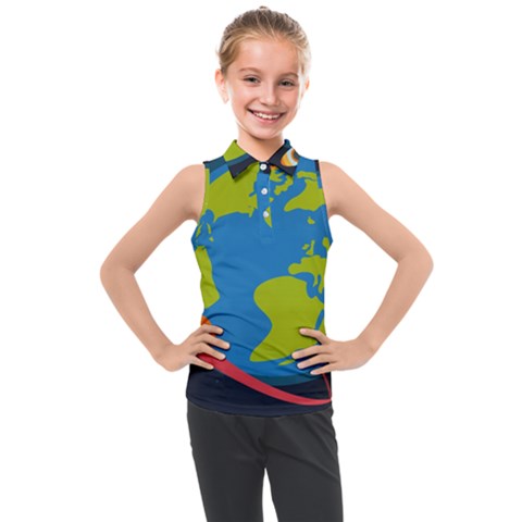 Spaceship Design Kids  Sleeveless Polo Tee by Vaneshart