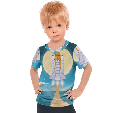 Space Exploration Illustration Kids  Sports Tee by Vaneshart