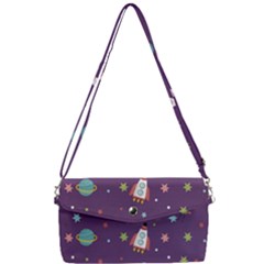Space Travels Seamless Pattern Vector Cartoon Removable Strap Clutch Bag by Vaneshart