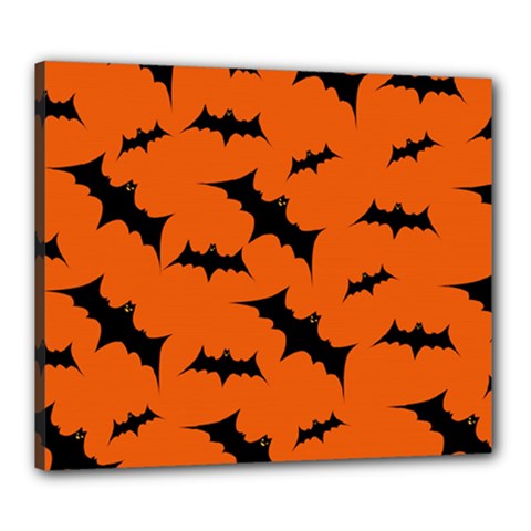 Halloween Card With Bats Flying Pattern Canvas 24  X 20  (stretched) by Vaneshart