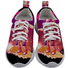 Astronaut Spacesuit Standing Surfboard Surfing Milky Way Stars Kids Athletic Shoes by Vaneshart