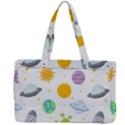 Seamless Pattern Cartoon Space Planets Isolated White Background Canvas Work Bag View2
