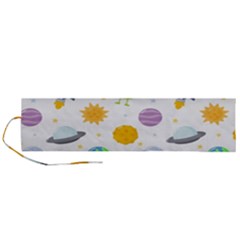 Seamless Pattern Cartoon Space Planets Isolated White Background Roll Up Canvas Pencil Holder (l) by Vaneshart