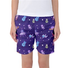 Space Seamless Pattern Women s Basketball Shorts by Vaneshart