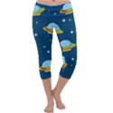 Seamless Pattern Ufo With Star Space Galaxy Background Capri Yoga Leggings View1