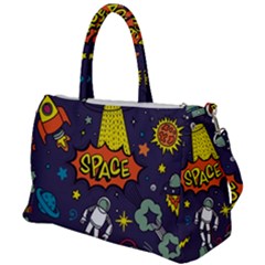 Vector Flat Space Design Background With Text Duffel Travel Bag by Vaneshart