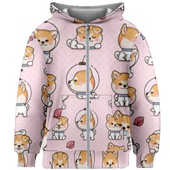 Set Kawaii Smile Japanese Dog Cartoon Kids  Zipper Hoodie Without Drawstring by Vaneshart