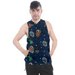 Monster Alien Pattern Seamless Background Men s Sleeveless Hoodie by Vaneshart