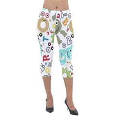 Seamless Pattern Vector With Funny Robots Cartoon Lightweight Velour Capri Leggings  by Vaneshart