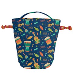 Brazil Musical Instruments Seamless Carnival Pattern Drawstring Bucket Bag by Vaneshart