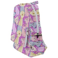 Colorful Cute Cat Seamless Pattern Purple Background Travelers  Backpack by Vaneshart