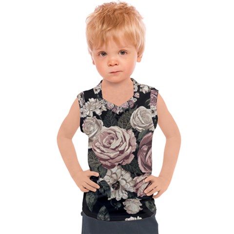 Elegant Seamless Pattern Blush Toned Rustic Flowers Kids  Sport Tank Top by Vaneshart
