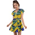 Brazil Flags Waving Background Flutter Sleeve Wrap Dress View1