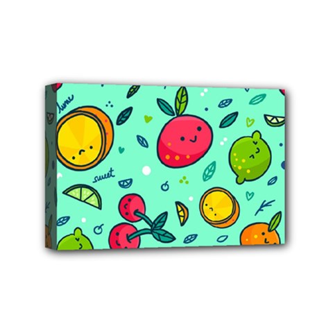 Various Fruits With Faces Seamless Pattern Mini Canvas 6  X 4  (stretched) by Vaneshart