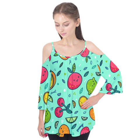 Various Fruits With Faces Seamless Pattern Flutter Tees by Vaneshart