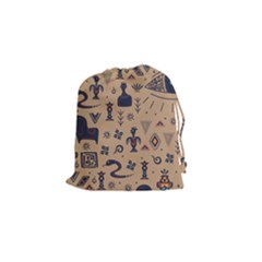 Vintage Tribal Seamless Pattern With Ethnic Motifs Drawstring Pouch (small) by Vaneshart