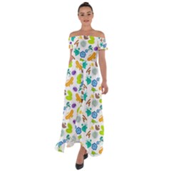 Bacteria Virus Seamless Pattern Off Shoulder Open Front Chiffon Dress by Vaneshart