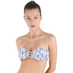 Vector Illustration Seamless Multicolored Pattern Feathers Birds Twist Bandeau Bikini Top by Vaneshart