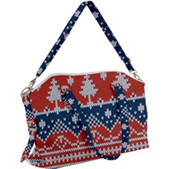 Vector Seamless Ornament Knitted Texture Canvas Crossbody Bag by Vaneshart
