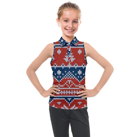 Vector Seamless Ornament Knitted Texture Kids  Sleeveless Polo Tee by Vaneshart