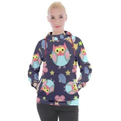 Owl Stars Pattern Background Women s Hooded Pullover by Vaneshart