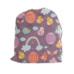 Cute Seamless Pattern With Doodle Birds Balloons Drawstring Pouch (2xl) by Vaneshart