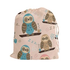 Seamless Pattern Owls Dream Cute Style Fabric Drawstring Pouch (2xl) by Vaneshart