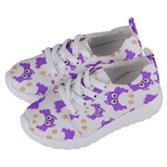 Purple Owl Pattern Background Kids  Lightweight Sports Shoes by Vaneshart