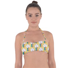 Smile Cloud Rainbow Pattern Yellow Halter Bandeau Bikini Top by Vaneshart