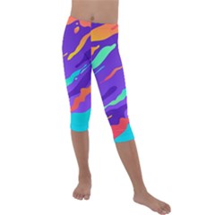 Multicolored Abstract Background Kids  Lightweight Velour Capri Leggings  by Vaneshart