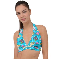 Cloud Seamless Pattern Halter Plunge Bikini Top by Vaneshart