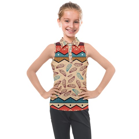 Ethnic Tribal Pattern Background Kids  Sleeveless Polo Tee by Vaneshart