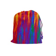 Gay Pride Rainbow Vertical Paint Strokes Drawstring Pouch (large) by VernenInk