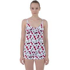 Cute Cherry Pattern Tie Front Two Piece Tankini by TastefulDesigns